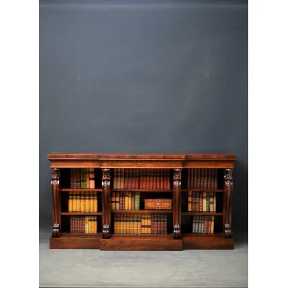 Zdjęcie Gustowny otwarty niski regał na książki - antyk z drzewa różanego