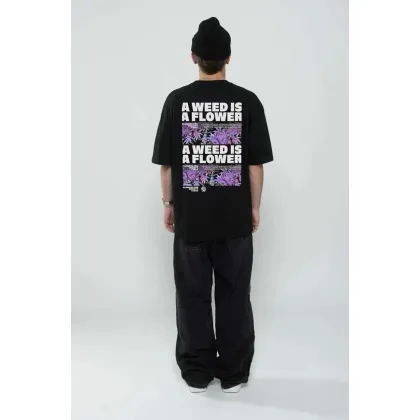 Zdjęcie Flowers for Society t-shirt bawełniany 420. męski kolor czarny z nadrukiem FFSAPP420