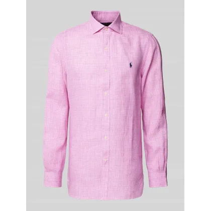Zdjęcie Koszula lniana o kroju slim fit ze wzorem w kratę glencheck