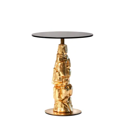 Zdjęcie Elegancki stolik kawowy ze szklanym blatem H.65xDia.50 cm