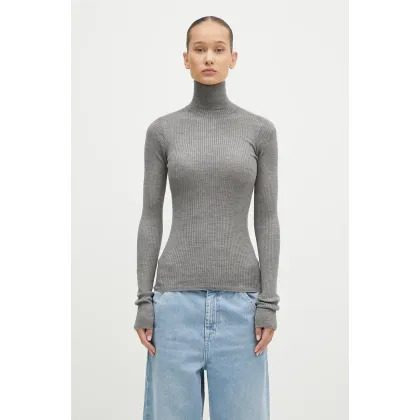 Zdjęcie Sportmax sweter wełniany Flavia damski kolor szary lekki z golfem 2422366042600