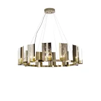 Picture Round chandelier in brass and Italian crystal with original design - Il Paralume Marina