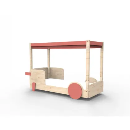 Zdjęcie Adaptowalne, naturalnie drewniane łóżko samochód/domek z dachem Montessori - Mathy by Bols
