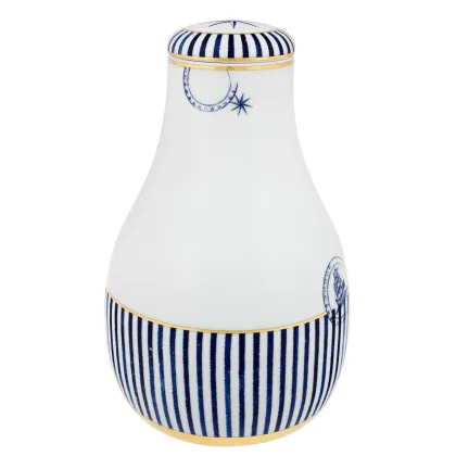Zdjęcie Wysoki dzbanek z pokrywką z porcelany Transatlântica z motywem w równoległe pionowe paski - Vista Alegre