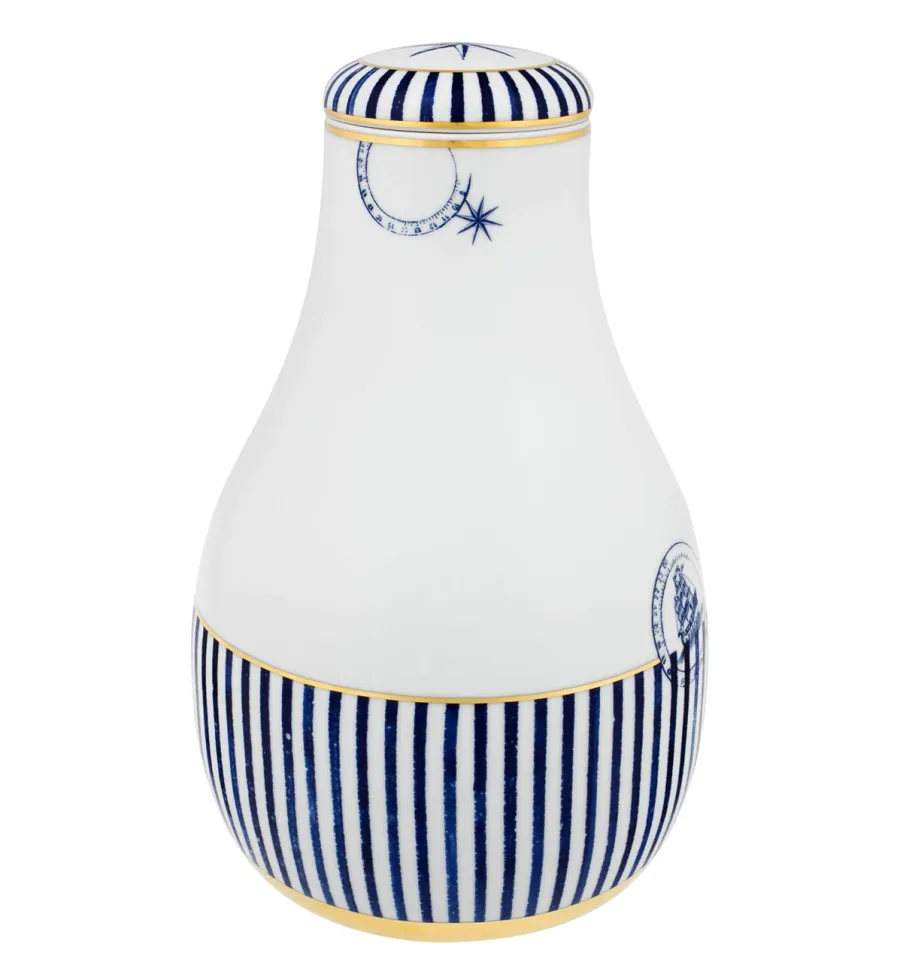 obrazek 1 Wysoki dzbanek z pokrywką z porcelany Transatlântica z motywem w równoległe pionowe paski - Vista Alegre