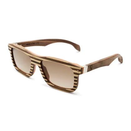 Zdjęcie Okulary z orzecha i klonu w poziome paski - Legno Light