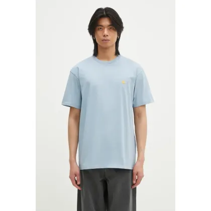 Zdjęcie Carhartt WIP t-shirt bawełniany Chase męski kolor turkusowy z aplikacją I026391.2MYXX