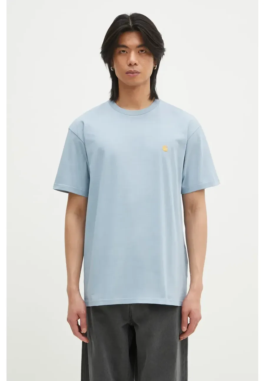 obrazek 1 Carhartt WIP t-shirt bawełniany Chase męski kolor turkusowy z aplikacją I026391.2MYXX