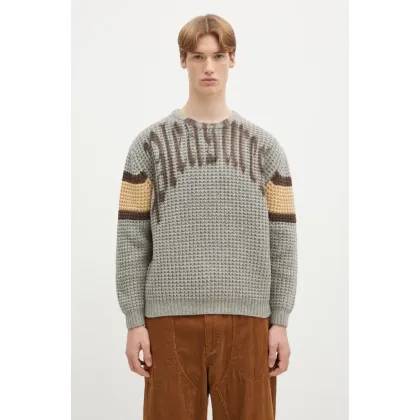 Zdjęcie PLEASURES sweter wełniany Twitch Chunky Knit męski kolor szary ciepły P24W004