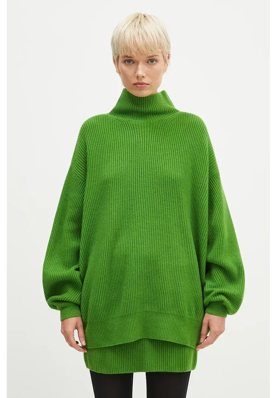obrazek 1 Sportmax sweter wełniany Veliero damski kolor zielony ciepły z półgolfem 2422366012600