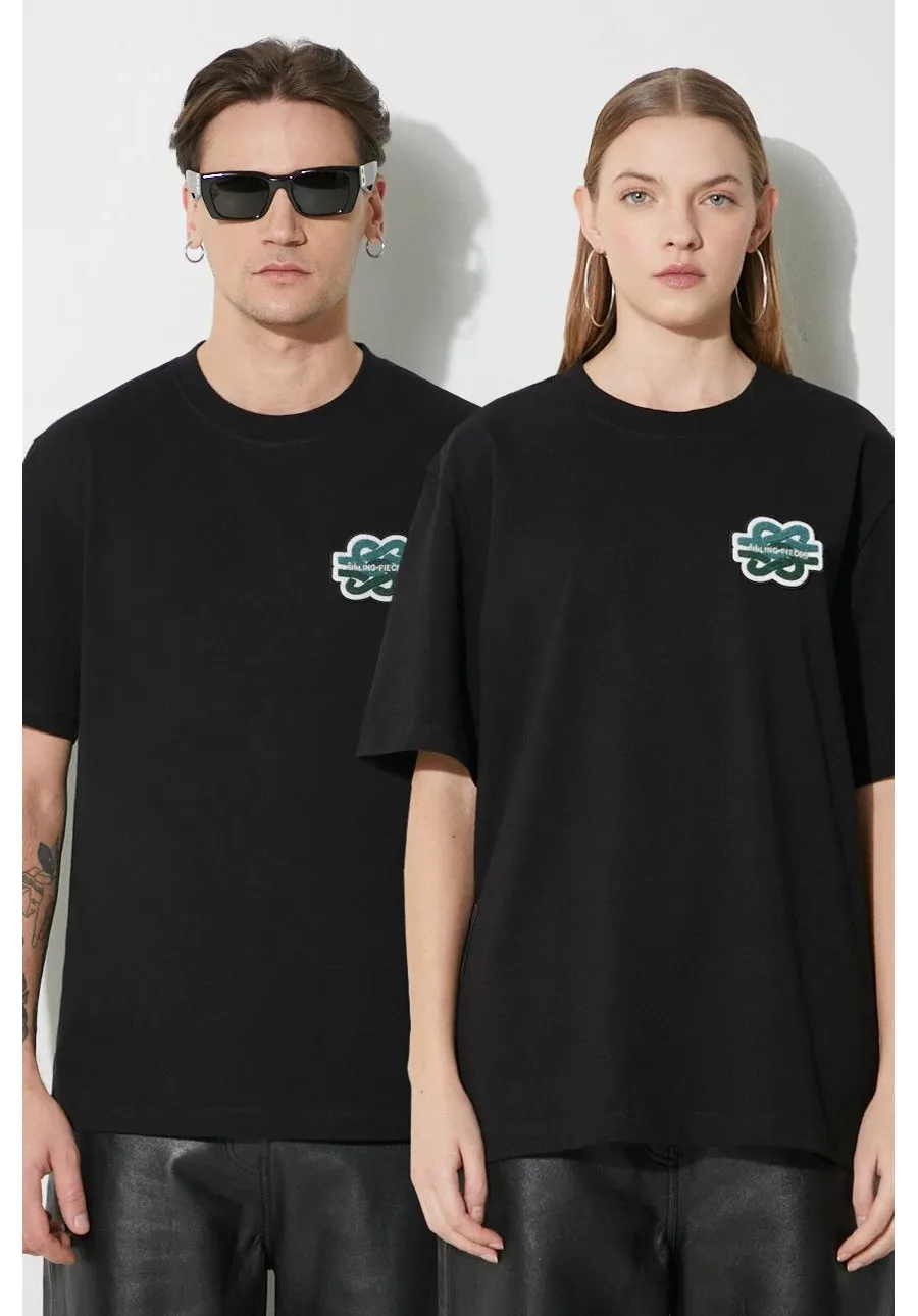 obrazek 1 Filling Pieces t-shirt bawełniany Gowtu kolor czarny z aplikacją 74433921861