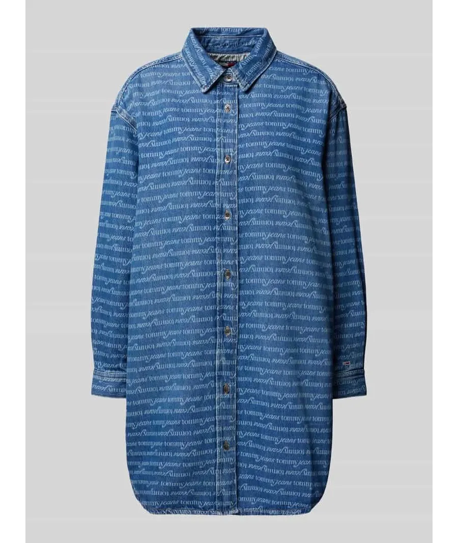 obrazek 1 Sukienka jeansowa o długości do kolan z wyhaftowanym logo