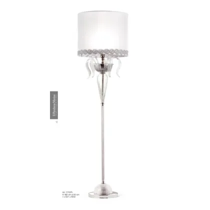 Zdjęcie Elegancka lampa podłogowa ze szkła Murano z mosiężnymi elementami inkrustowanymi kryształami strass Swarovski - Il Paralume Marina