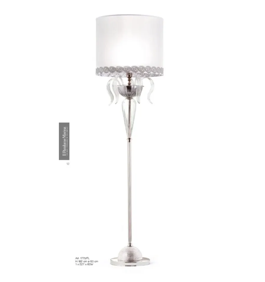 obrazek 1 Elegancka lampa podłogowa ze szkła Murano z mosiężnymi elementami inkrustowanymi kryształami strass Swarovski - Il Paralume Marina