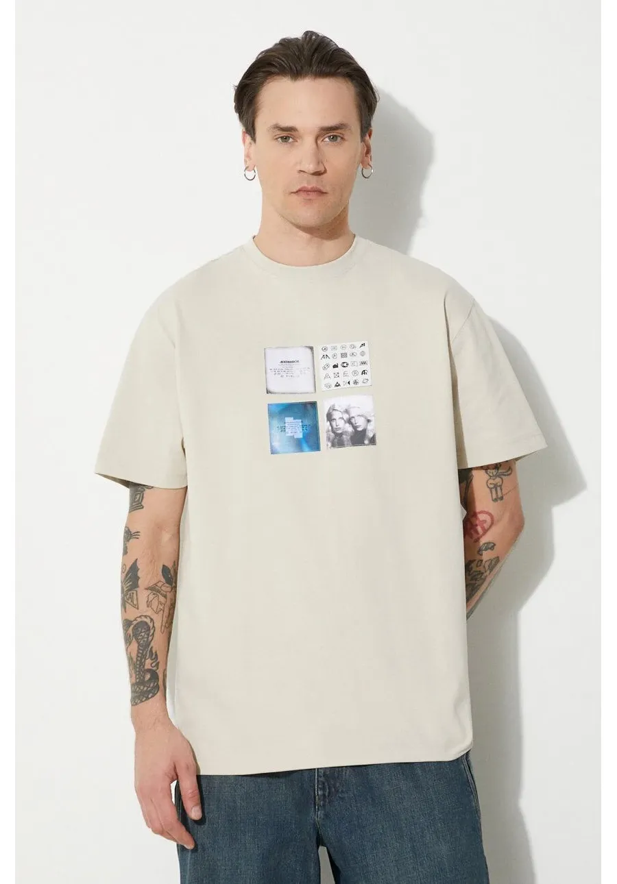 obrazek 1 Ader Error t-shirt Tee męski kolor beżowy z nadrukiem BN01SSTS0107