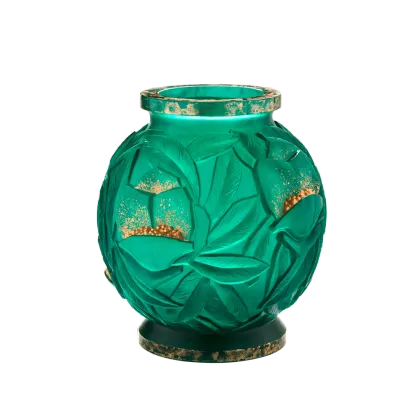 Zdjęcie Duży obły wazon w kolorze szmaragdowym – marka Daum