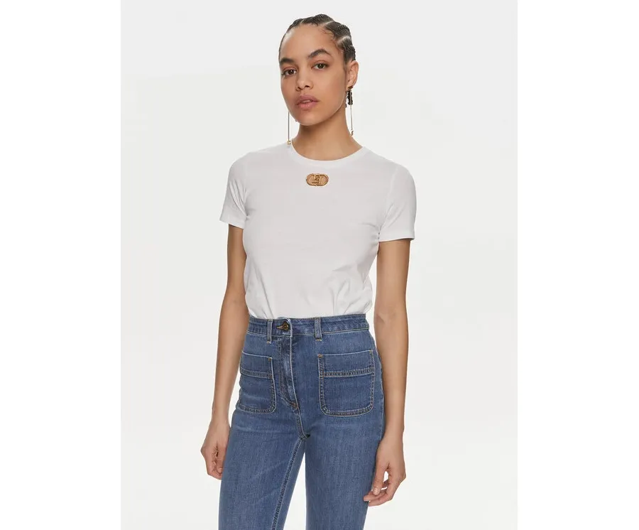 obrazek 1 Elisabetta Franchi T-Shirt MA-52N-41E2-V180 Biały Regular Fit