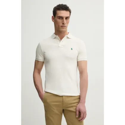 Zdjęcie Polo Ralph Lauren polo bawełniane kolor beżowy gładki 710680784