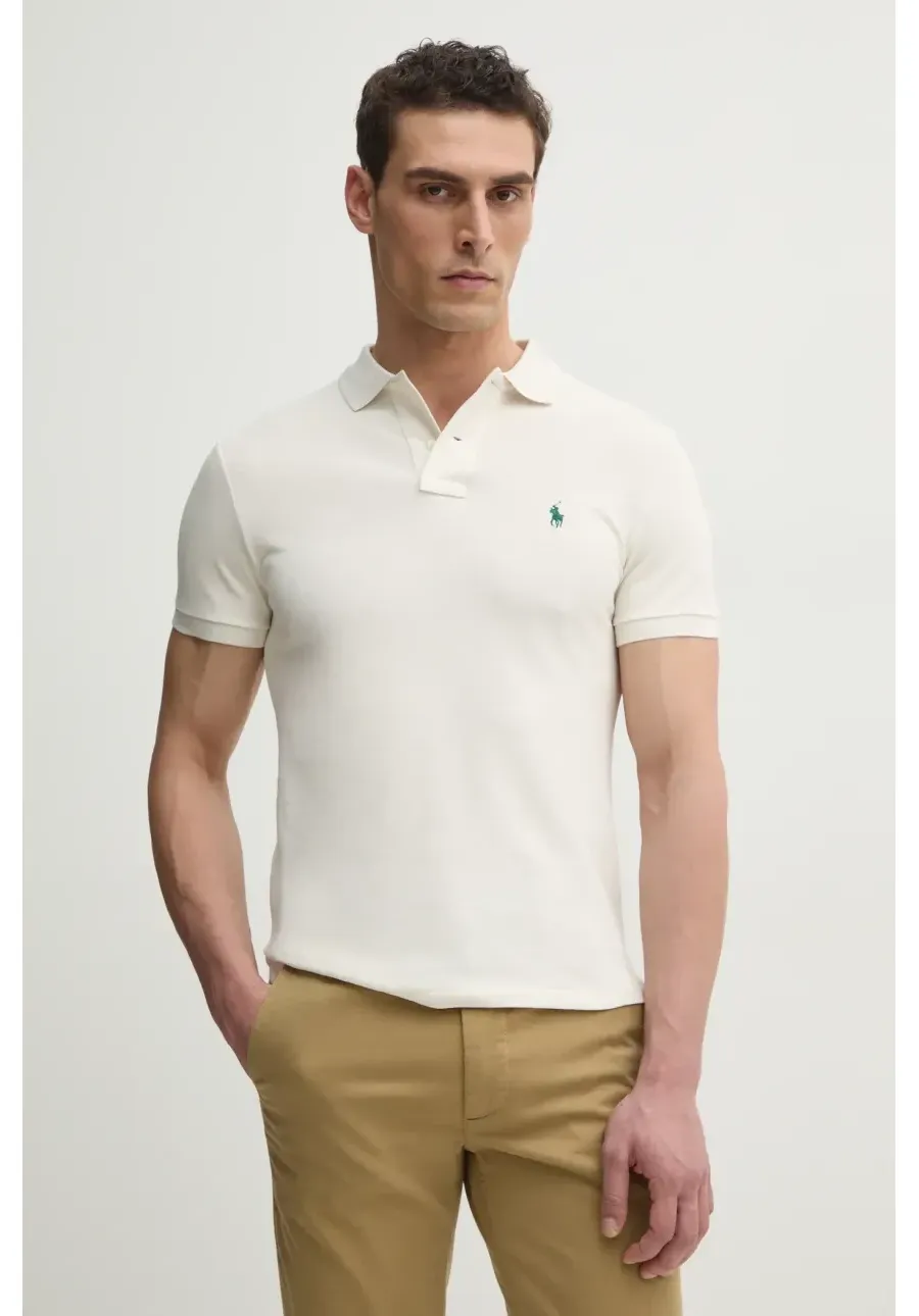 obrazek 1 Polo Ralph Lauren polo bawełniane kolor beżowy gładki 710680784