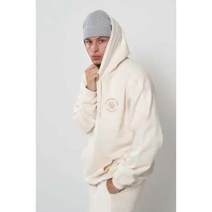 Zdjęcie Flowers for Society bluza bawełniana Basic Hoodie męska kolor biały z kapturem gładka FFSAPP095