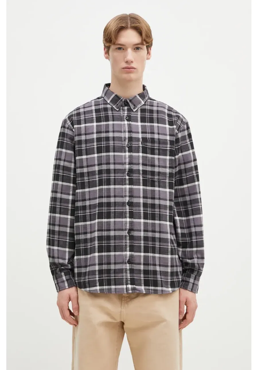 obrazek 1 Carhartt WIP koszula bawełniana Longsleeve Fendrick Shirt męska kolor fioletowy regular z kołnierzykiem button-down I034382.2MIXX