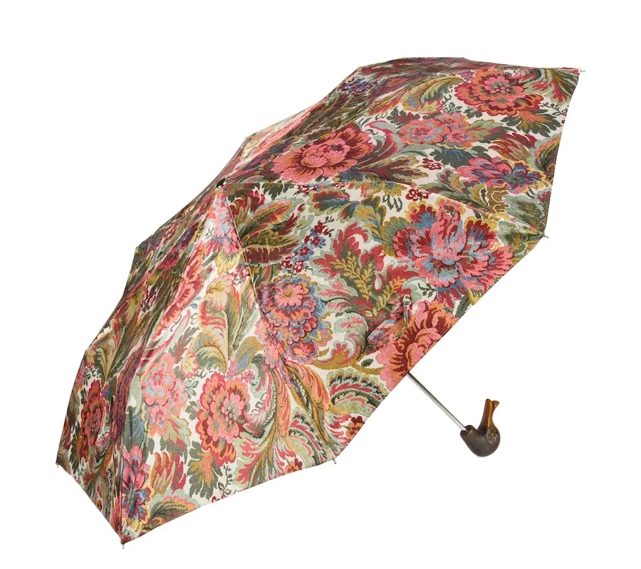 obrazek 7 Stylowy parasol damski zdobiony oryginalnym wzorem kwiatowym z rączką w kształcie głowy kaczki - Pasotti