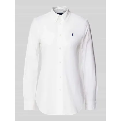 Zdjęcie Bluzka koszulowa o kroju slim fit z wyhaftowanym logo