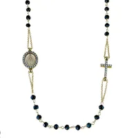 Zdjęcie Cudowny łańcuszek różaniec choker z czarnymi spinelami cm.45