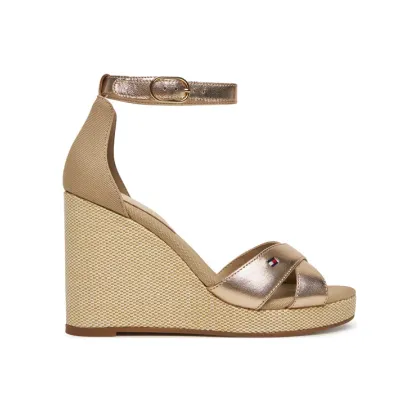 Zdjęcie Tommy Hilfiger Sandały Flag Metallic High Wedge Espad FW0FW08811 Złoty