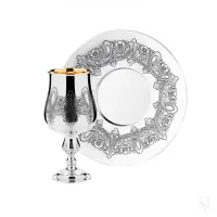 Picture A unique, beautifully decorated silver Elijah cup with a plate - Zaramella Argenti