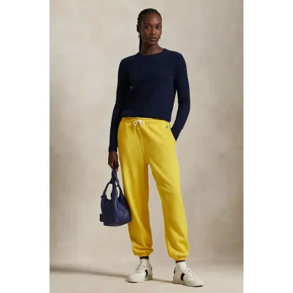 Zdjęcie Polo Ralph Lauren spodnie dresowe bawełniane kolor żółty gładkie 211935585