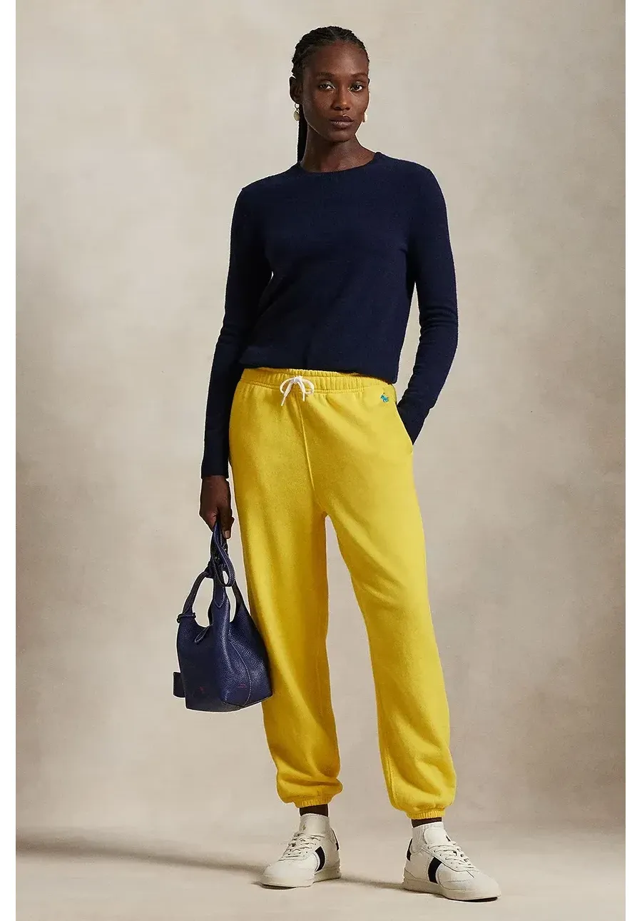 obrazek 1 Polo Ralph Lauren spodnie dresowe bawełniane kolor żółty gładkie 211935585