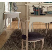 Picture Italian chair with fabric seat and straw backrest - Interiors Italia