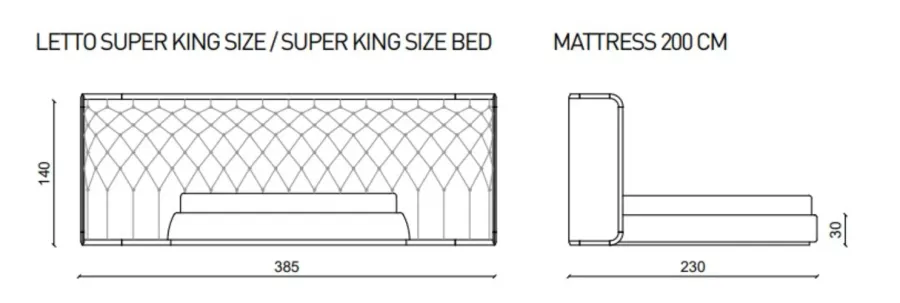 obrazek 4 Stylowe, designerskie łóżko z zagłówkiem, super king size - Ulivi Salotti