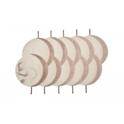 Picture Wool rug with leather stripes - TERRA INCOGNITA - TULPAR