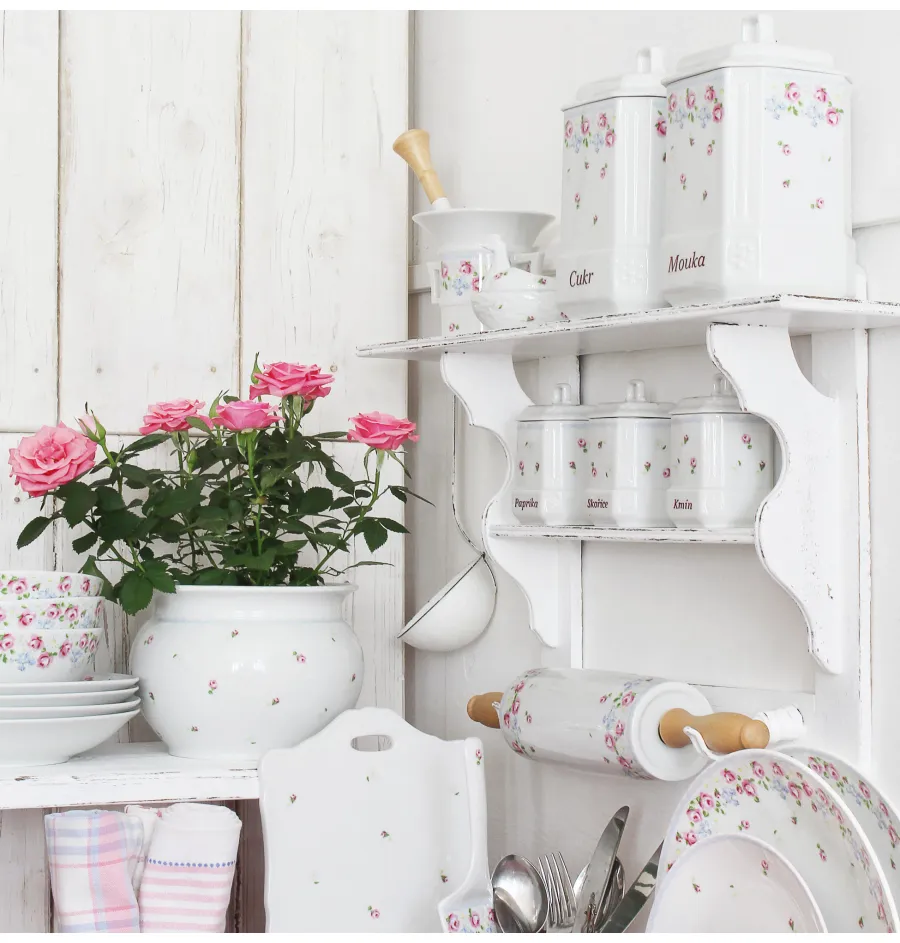 obrazek 2 Stylowy porcelanowy wazon zdobiony delikatnym motywem róży - Leander