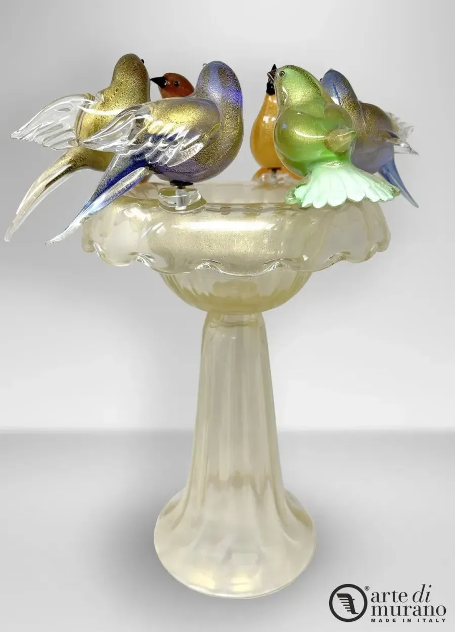 obrazek 1 Designerski wazon kryształowy rzeźba z ptakami ze szkła murano