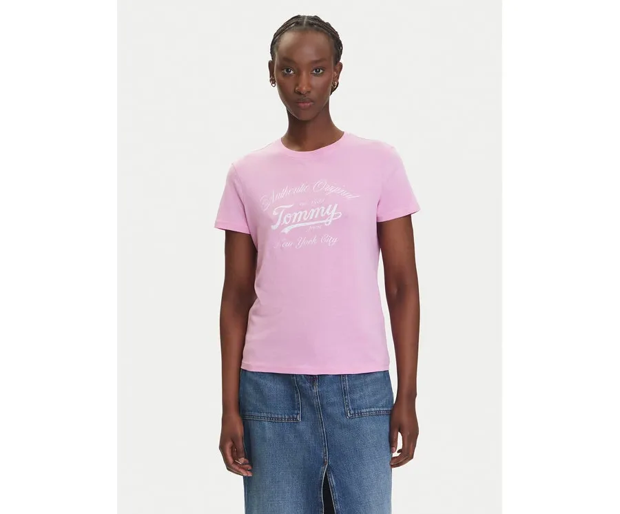 obrazek 1 Tommy Jeans T-Shirt Essential DW0DW21404 Różowy Regular Fit