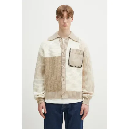 Zdjęcie Axel Arigato kardigan wełniany Franco Patch Cardigan męski kolor beżowy A3066002
