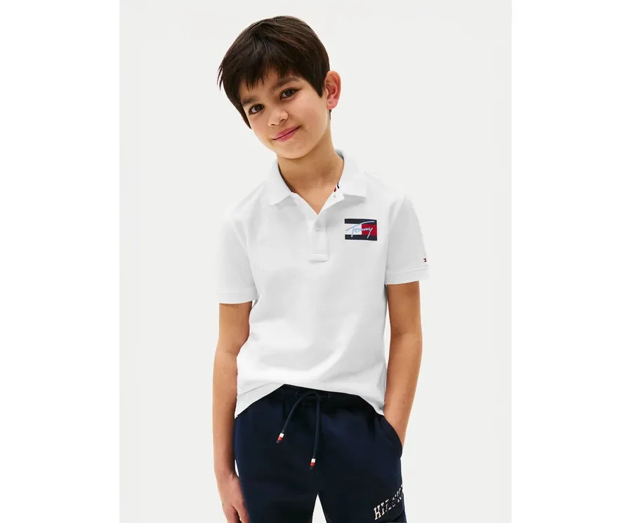 obrazek 1 Tommy Hilfiger Polo Script Flag Logo KB0KB09711 Biały Regular Fit