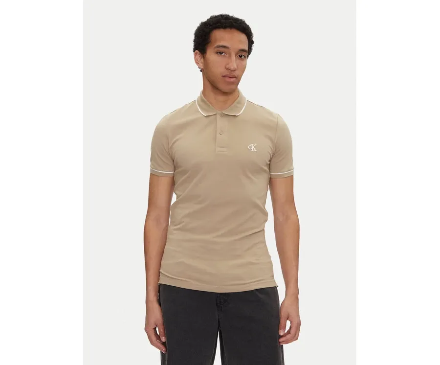 obrazek 1 Calvin Klein Jeans Polo J30J315603 Beżowy Slim Fit