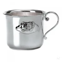 Zdjęcie Piękny stylowy srebrny kubek dla dziecka z uszkiem z motywem misia - Zaramella Argenti