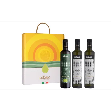 Zdjęcie Włoski zestaw trzech butelek oliwy z oliwek dla kucharza na prezent