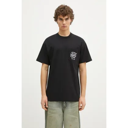 Zdjęcie Carhartt WIP t-shirt bawełniany Fragments Pocket męski kolor czarny z aplikacją I034407.0D2XX
