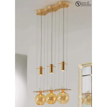 Zdjęcie Elegancka lampa wisząca Tara Murano Glass na trzy żarówki ze szkła Murano