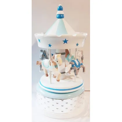 Zdjęcie Świetna grająca Karuzela z konikami NIEBIESKA 20cm