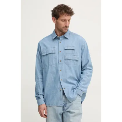 Zdjęcie Barbour koszula jeansowa męska kolor niebieski relaxed z kołnierzykiem klasycznym MSH5551BL15