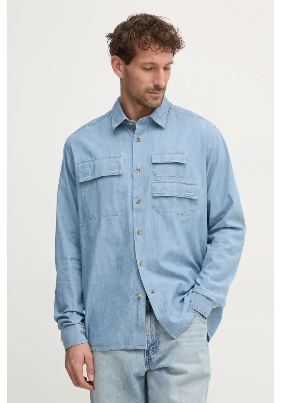 obrazek 1 Barbour koszula jeansowa męska kolor niebieski relaxed z kołnierzykiem klasycznym MSH5551BL15