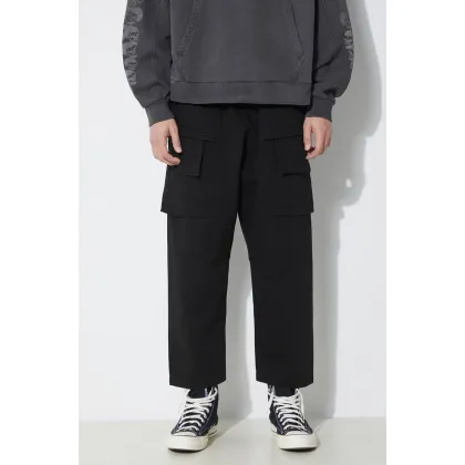 Zdjęcie Rick Owens spodnie bawełniane Woven Pants Creatch Cargo Cropped Drawstring kolor czarny proste DU01D1371.CB.09