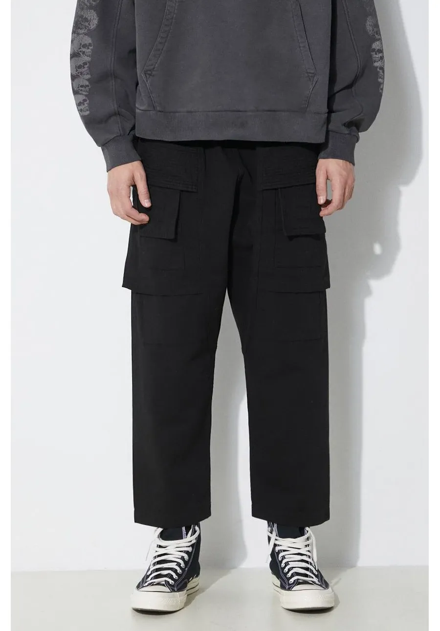 obrazek 1 Rick Owens spodnie bawełniane Woven Pants Creatch Cargo Cropped Drawstring kolor czarny proste DU01D1371.CB.09
